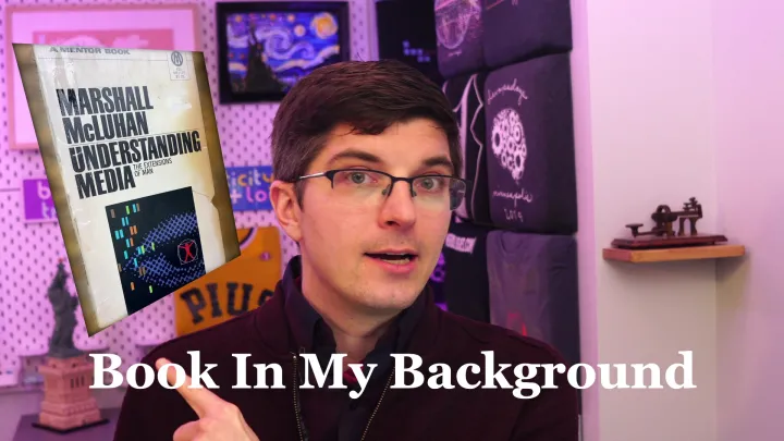 the thumbnail for a 'Book in my background' video