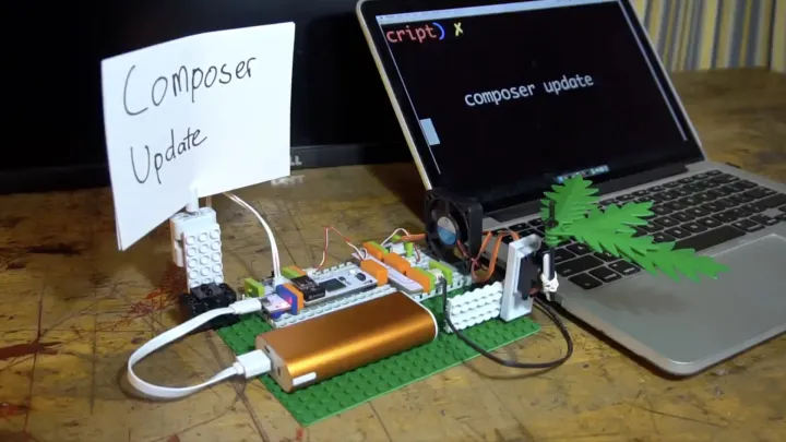 A silly IoT project that connected a lego palm tree to a servo motor